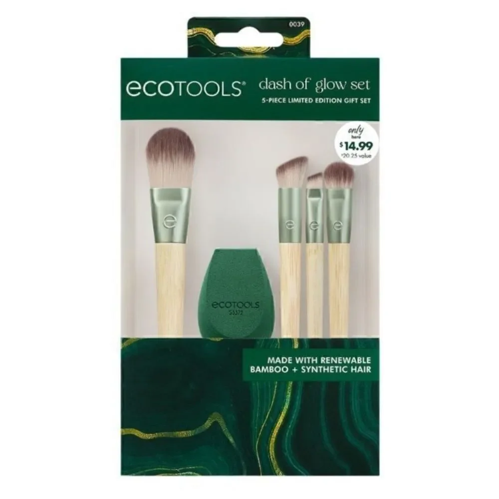 $11🌟 ECOTOOLS Dash Of Glow 5 Piece Limited Edition Makeup Brush Set